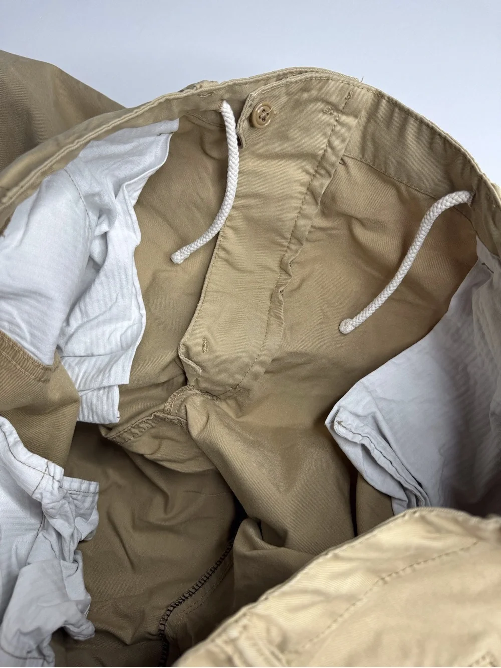 Birdwell Beach Britches Khaki Drawstring Chino Pants 36 x 27 Straight Leg